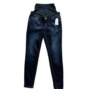 Time And Tru Blue Maternity Skinny Dark Jeans M 8-10 Stretch Denim Comfort (ZB)